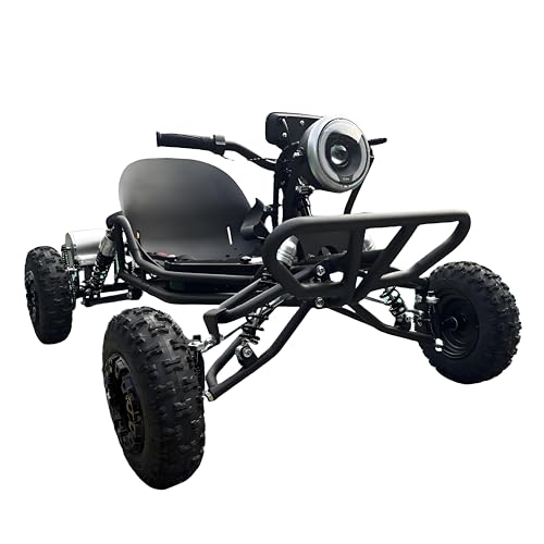 Elektro-Gokart 48V für Erwachsene/Kinder - 2000W Motor 20-60km/h Offroad Reifen 10,4Ah (20+Mi), 200kg Kapazität, 3 Geschwindigkeitsmodi, LED-Leuchten und Ladegerät (Schwarz) von Generic