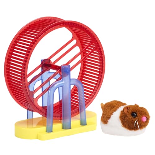 Elektronisches PET - Interaktiver Plüschhamster Tierspielzeug, Simulationsbräunungsmodell mit Stand -Übungsrad | Spaß lehrreiches Spiel für Kinder Mädchen Hunde Katzen Indoor Playroom Geburtsta von Generic
