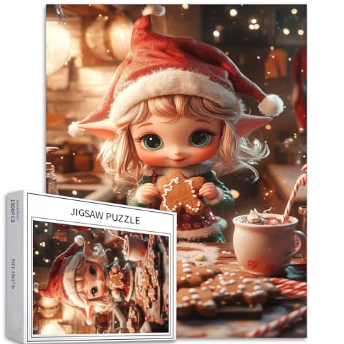 Elfen Backen Lebkuchenkekse Puzzle für Erwachsene, Weihnachtsatmosphäre, Kunst-Puzzle, herausfordernde Familienaktivitäten, buntes DIY-Bastelpuzzle für Heimdekoration, Geschenke, 50 x 70 cm Elfen Backen Lebkuchenkekse Puzzle für Erwachsene, Weihnachtsatmosphäre, Kunst-Puzzle, herausfordernde Familienaktivitäten, buntes DIY-Bastelpuzzle für Heimdekoration, Geschenke, 50 x 70 cm von Generic
