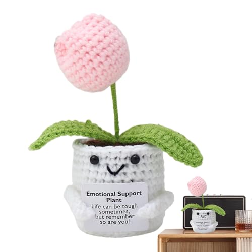 Emotional Support Plant Pot, Knitting Doll with Positive Card, Support Flower Crochet, Handmade Positive Emotional Support Crochet Flower, Home Office Desk Decoration Emotional Support Plant Pot, Knitting Doll with Positive Card, Support Flower Crochet, Handmade Positive Emotional Support Crochet Flower, Home Office Desk Decoration von Generic