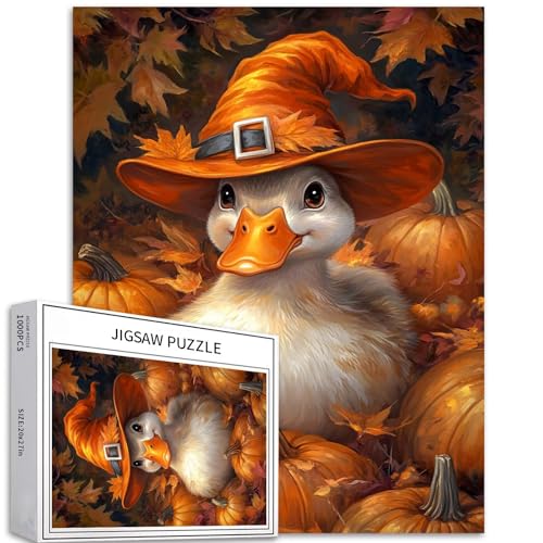Ente mit Kürbishut, 1000 Teile, Puzzles für Erwachsene, Halloween-Kunstpuzzle, bunt, DIY-Puzzles für Heimdekoration, Geschenke, Familienpuzzle, perfekt für Spieleabende, 50 x 70 cm Ente mit Kürbishut, 1000 Teile, Puzzles für Erwachsene, Halloween-Kunstpuzzle, bunt, DIY-Puzzles für Heimdekoration, Geschenke, Familienpuzzle, perfekt für Spieleabende, 50 x 70 cm von Generic