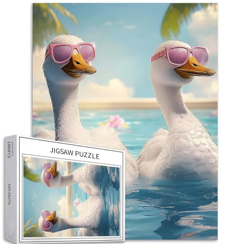 Enten im Pool, 1000-teiliges Puzzle für Erwachsene, Ente mit Brille, Kunst-Puzzle, herausfordernde Familienaktivitäten, buntes Bastelpuzzle für Heimdekoration, Geschenke, 50 x 70 cm Enten im Pool, 1000-teiliges Puzzle für Erwachsene, Ente mit Brille, Kunst-Puzzle, herausfordernde Familienaktivitäten, buntes Bastelpuzzle für Heimdekoration, Geschenke, 50 x 70 cm von Generic