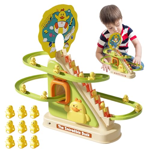 Entenrollen Coaster Toy - elektrisches Klettern, LED -Musik, Kinderspielset | Treppe Climbing Duck Toy mit blinkenden Lichtern, interaktiver Musikknopfunterhaltung, 9 Mini -Enten mit automatischer Str Entenrollen Coaster Toy - elektrisches Klettern, LED -Musik, Kinderspielset | Treppe Climbing Duck Toy mit blinkenden Lichtern, interaktiver Musikknopfunterhaltung, 9 Mini -Enten mit automatischer Str von Generic