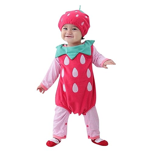 Erdbeer Mädchen Kostüm Halloween Outfit Niedlich Cosplay Overall Set Babykleidung Kleinkind 3-teiliges Mit Hut #701C Erdbeer Mädchen Kostüm Halloween Outfit Niedlich Cosplay Overall Set Babykleidung Kleinkind 3-teiliges Mit Hut #701C von Generic