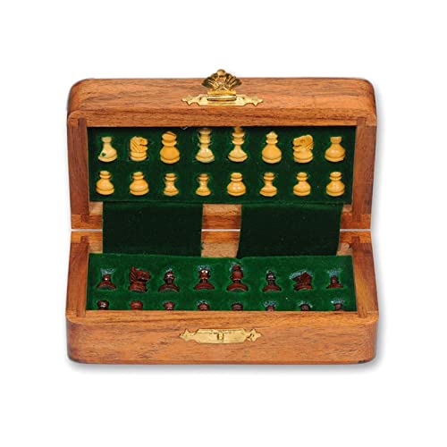 Exklusives Global Mini-Schach-Set aus Holz, faltbar, mit Magnettafel und Schachfiguren, 12,7 cm Exklusives Global Mini-Schach-Set aus Holz, faltbar, mit Magnettafel und Schachfiguren, 12,7 cm von Generic
