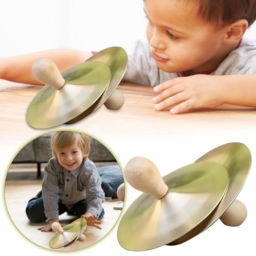 Factorys Toy Hölzerne Messingbecken 9 cm Messinggabelbecken Kinderschlaginstrumente Messingbecken (Gold, 9cm) von Generic