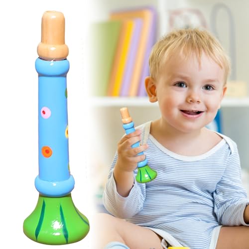 Factorys Toy Kleine hölzerne Trompete Kinderspielzeug Baby spielt Musikinstrumente für die frühe Bildung (Blue, 12x4) von Generic