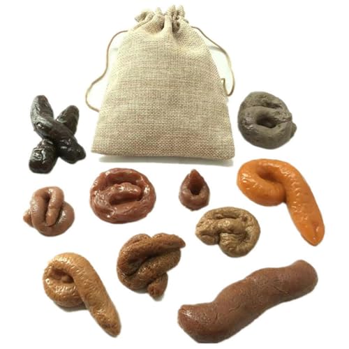 Fake Kacke, 10pcs Kackhaufen Scherzartikel Fake Scheiße Kackwurst Scheißhaufen, Große Kacke Scheiße Tricky Toys Prank Requisiten mit Drawstring Tasche für Halloween April Fools (Mehrfarbig) von Generic