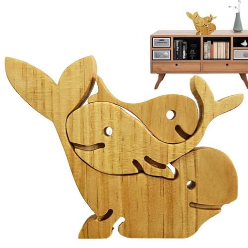 Familien-Puzzle-Statue, hölzerne Tierfamilienstatue,Tierfamilie Statue Statue | Schönes Tierpuzzle Wohnkultur für Einweihungsparty, Erwachsene und Kinder von Generic