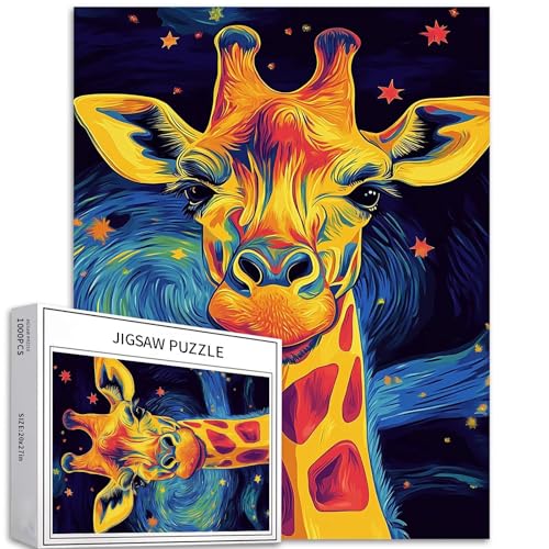 Fantasy Giraffe Puzzle für Erwachsene, Sternenhimmel, Hintergrund, Kunst, Puzzle, anspruchsvolle Familienaktivitäten, bunt, Bastelpuzzle für Heimdekoration, Geschenke, 50 x 70 cm, 1000 Teile Fantasy Giraffe Puzzle für Erwachsene, Sternenhimmel, Hintergrund, Kunst, Puzzle, anspruchsvolle Familienaktivitäten, bunt, Bastelpuzzle für Heimdekoration, Geschenke, 50 x 70 cm, 1000 Teile von Generic