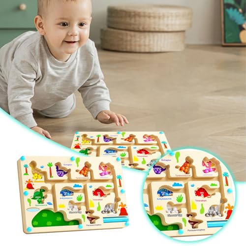 Farb- und Zahlenlabyrinth, Montessori-Spielzeug aus Holz für Kleinkinder, Jungen und Mädchen im Alter von 3, 4 und 5 Jahren, Vorschulisches Lernen, Zuordnen, Zählen, Bildung, (Beige, 22.7X15.5CM) von Generic