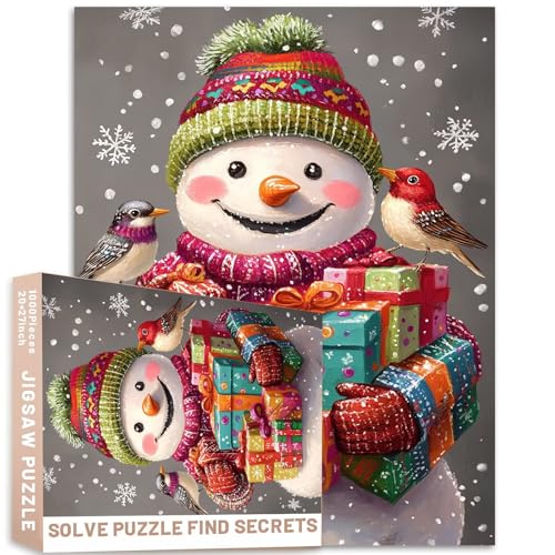 Farbenfroher Schneemann mit Geschenken, 1000 Teile, Weihnachtspuzzle für Erwachsene, 68 x 50 cm, hell, handgezeichneter Stil, bunte DIY-Puzzles für Heimdekoration, Geschenke, Familienpuzzle, perfekt Farbenfroher Schneemann mit Geschenken, 1000 Teile, Weihnachtspuzzle für Erwachsene, 68 x 50 cm, hell, handgezeichneter Stil, bunte DIY-Puzzles für Heimdekoration, Geschenke, Familienpuzzle, perfekt von Generic