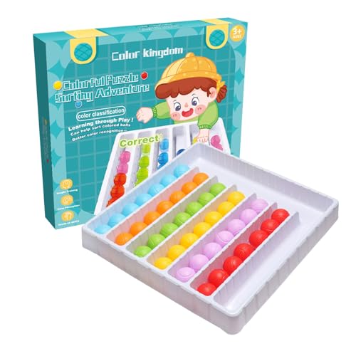Farbsortierspiel, Brettspiel, tragbares Puzzle, Regenbogen, sensorisches Spiel für Kinder ab 3 Jahren, Vorschulgeburtstag Qmh273 (Blue, 39x38x5.5cm) von Generic