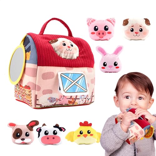 Farmspielset, Farm ausgestopfte Tiere, Gefüllter Tierplüsch- und Play -Set, Farm Barn House Carrier Toy Set mit Spiegel für Osterkorb Stuffers Weihnachten Geburtstag von Generic