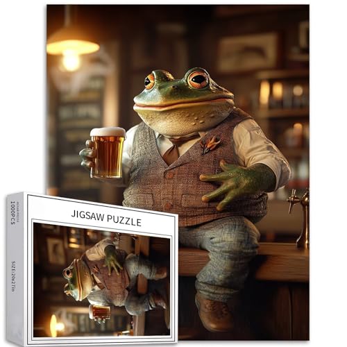Fat Frog, der in der Bar trinkt, 1000-teiliges Puzzle für Erwachsene, traditionelle Weste, Kostüm, Kunst-Puzzle, bunt, DIY-Puzzles für Heimdekoration, Geschenke, Familienpuzzle, perfekt für Fat Frog, der in der Bar trinkt, 1000-teiliges Puzzle für Erwachsene, traditionelle Weste, Kostüm, Kunst-Puzzle, bunt, DIY-Puzzles für Heimdekoration, Geschenke, Familienpuzzle, perfekt für von Generic
