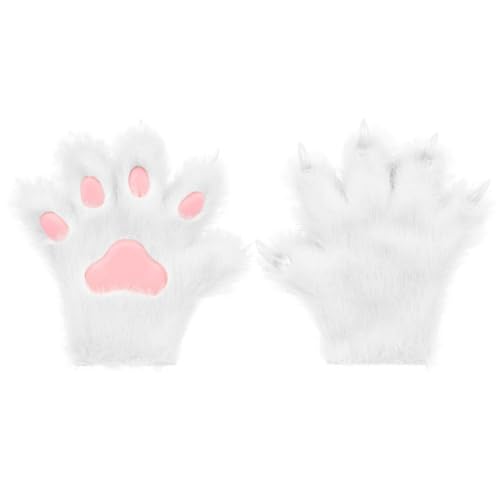 Faux Pel Cat Cat Fingerlose Fäustlinge, pelzige Wolfspawhandschuhe für Cosplay Halloween Fancy Party Kostümzubehör Faux Pel Cat Cat Fingerlose Fäustlinge, pelzige Wolfspawhandschuhe für Cosplay Halloween Fancy Party Kostümzubehör von Generic