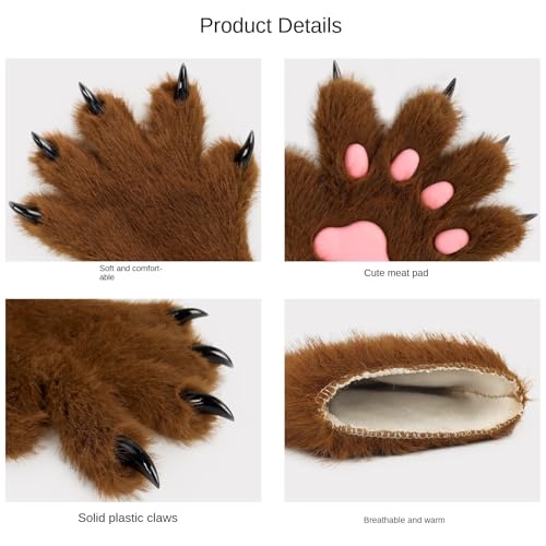 Faux Pel Cat Cat Fingerlose Fäustlinge, pelzige Wolfspawhandschuhe für Cosplay Halloween Fancy Party Kostümzubehör Faux Pel Cat Cat Fingerlose Fäustlinge, pelzige Wolfspawhandschuhe für Cosplay Halloween Fancy Party Kostümzubehör von Generic