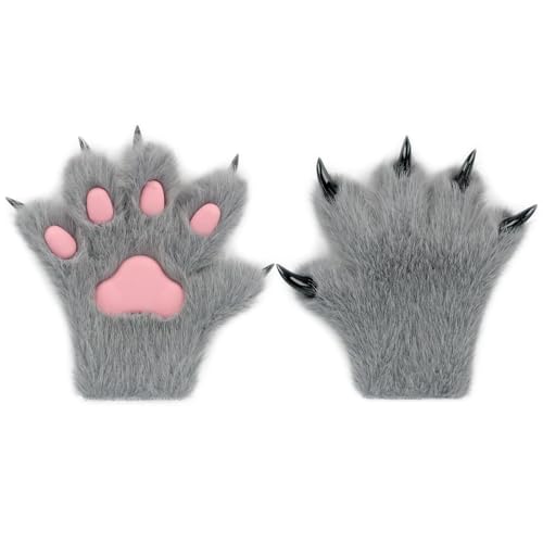 Faux Pel Cat Cat Fingerlose Fäustlinge, pelzige Wolfspawhandschuhe für Cosplay Halloween Fancy Party Kostümzubehör Faux Pel Cat Cat Fingerlose Fäustlinge, pelzige Wolfspawhandschuhe für Cosplay Halloween Fancy Party Kostümzubehör von Generic