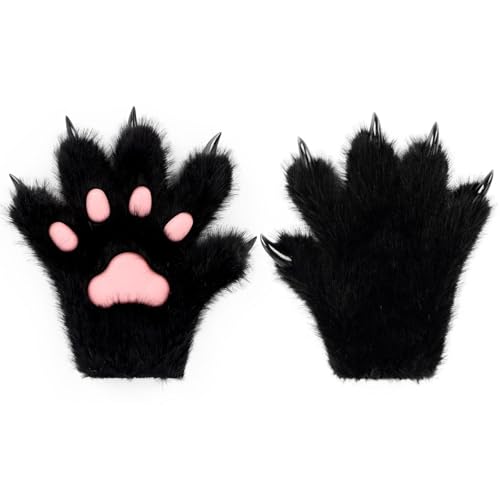 Faux Pel Cat Cat Fingerlose Fäustlinge, pelzige Wolfspawhandschuhe für Cosplay Halloween Fancy Party Kostümzubehör Faux Pel Cat Cat Fingerlose Fäustlinge, pelzige Wolfspawhandschuhe für Cosplay Halloween Fancy Party Kostümzubehör von Generic