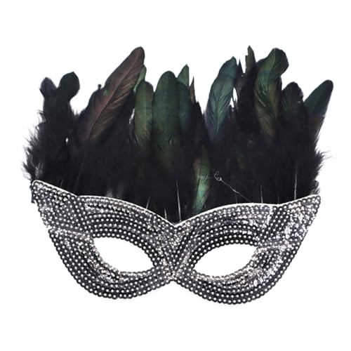 Feder Maske Maskenball Erwachsene Venezianische Karneval Cosplay Kostüm Maskerade Maske Pailletten Feder Party Maske Kostümzubehör Karneval Party Kostümball (BK1, One Size) von Generic