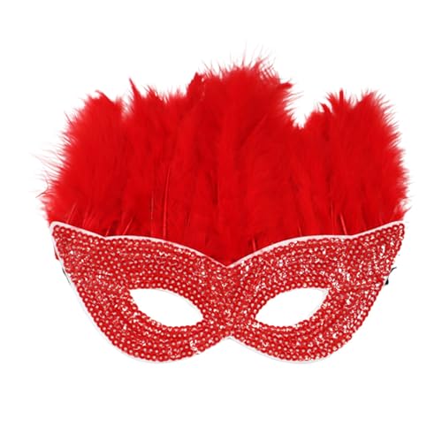 Feder Maske Maskenball Erwachsene Venezianische Karneval Cosplay Kostüm Maskerade Maske Pailletten Feder Party Maske Kostümzubehör Karneval Party Kostümball (RD2, One Size) von Generic