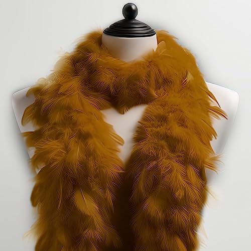 Kopper-24 Federboa, Goldfarben, Einfarbig, Länge ca. 1,80m, für Erwachsene, Feierliebhaber, Frauen, Federboa, Vintage, Unisex, Karneval, Halloween, Geburtstag von Generic