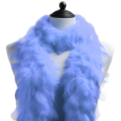 Federboa einfarbig, Federdichten wählbar, Länge ca. 1,80m, Federstola Federschal Kostüm Karneval 20er Jahre Charleston Burlesque kuschelig Einheitsgröße (Hellblau) von Generic