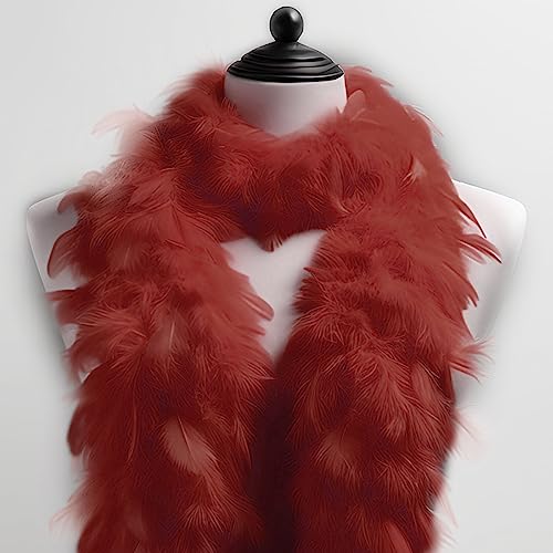 Federboa einfarbig, Federdichten wählbar, Länge ca. 1,80m, Federstola Federschal Kostüm Karneval 20er Jahre Charleston Burlesque kuschelig Einheitsgröße (Rosenrot) von Generic