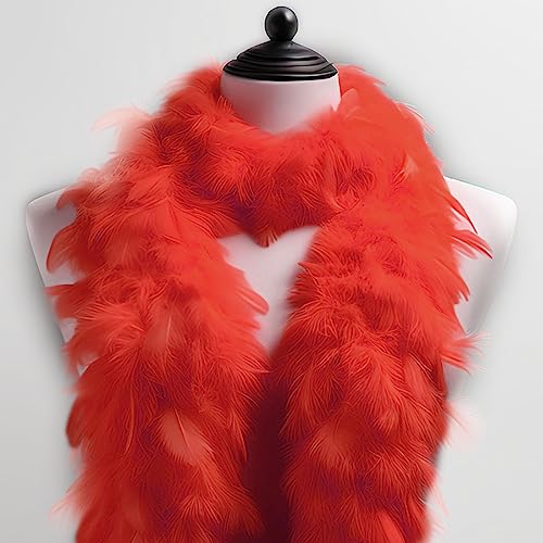 Federboa einfarbig, Federdichten wählbar, Länge ca. 1,80m, Federstola Federschal Kostüm Karneval 20er Jahre Charleston Burlesque kuschelig Einheitsgröße (Rot) von Generic