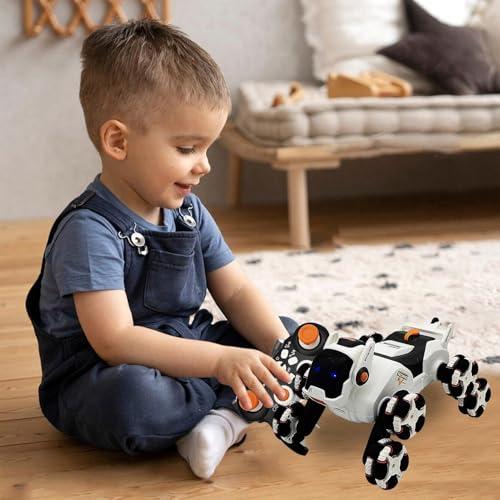 Ferngesteuertes Roboter-Hundespielzeug, Roboter-Hundespielzeug für Kinder, 360° drehbares Stuntauto mit Licht, Musik und Spray | Spielzeug für elektrische Autos, Fernbedienung Ferngesteuertes Roboter-Hundespielzeug, Roboter-Hundespielzeug für Kinder, 360° drehbares Stuntauto mit Licht, Musik und Spray | Spielzeug für elektrische Autos, Fernbedienung von Generic