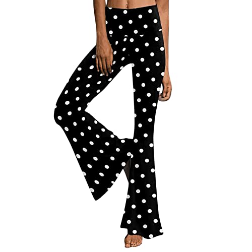 Festival Flare Hosen Für Damen 70er Jahre Outfit Hippie Kleidung Flower High Waist Boho 60er Hose Hippie Blumen High Waist Outfit Disco Kostüm Yogahose Elastische Taille Yogahose (Black #4, XL) von Generic