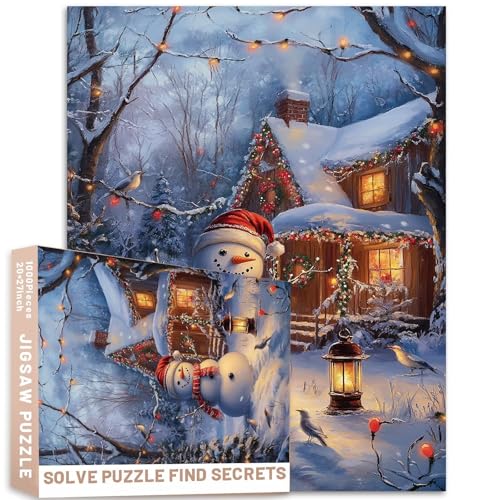 Festliche Schneemann-Lampe, 1000 Teile, Weihnachtspuzzle für Erwachsene, schneebedeckter Wald, hyperrealistisch, 68,6 x 50,8 cm, anspruchsvolle Familienaktivitäten, Spiele, bunt, DIY-Bastelpuzzle für Festliche Schneemann-Lampe, 1000 Teile, Weihnachtspuzzle für Erwachsene, schneebedeckter Wald, hyperrealistisch, 68,6 x 50,8 cm, anspruchsvolle Familienaktivitäten, Spiele, bunt, DIY-Bastelpuzzle für von Generic