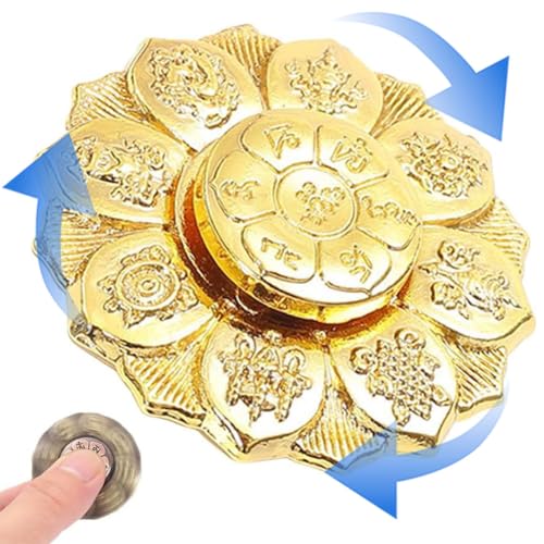 Fidget Spinner, Anti-Angst Fidget Spielzeug, Metall Lotusblume Fidget Spinner Geschenk for Kinder und Erwachsene (Gold) von Generic