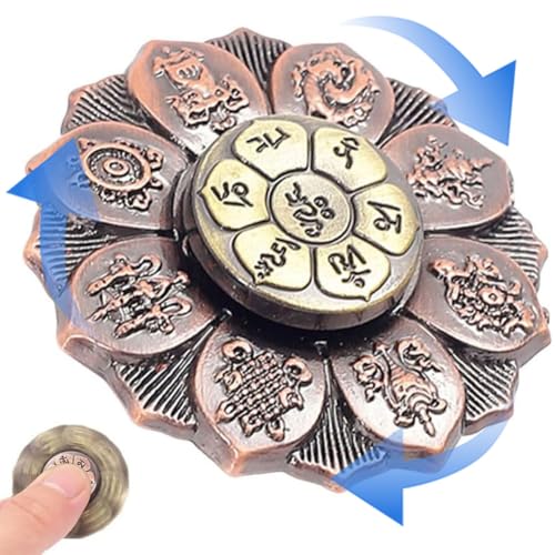 Fidget Spinner, Anti-Angst Fidget-Spielzeug, Metall Lotusblume Fidget Spinner Geschenk for Kinder und Erwachsene (Rot Bronze) von Generic