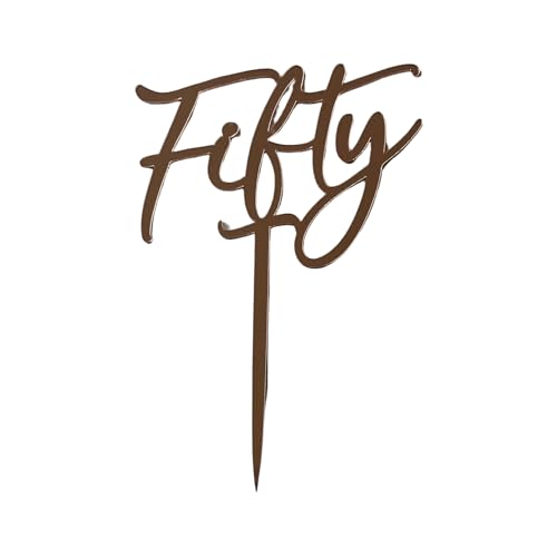 Fifty Sleek Tortenaufsatz für 50. Geburtstag, Acryl, goldfarben, verspiegelt, 50. Geburtstag, 50 & Fa (Sleek – Pink Rose Gold) von Generic