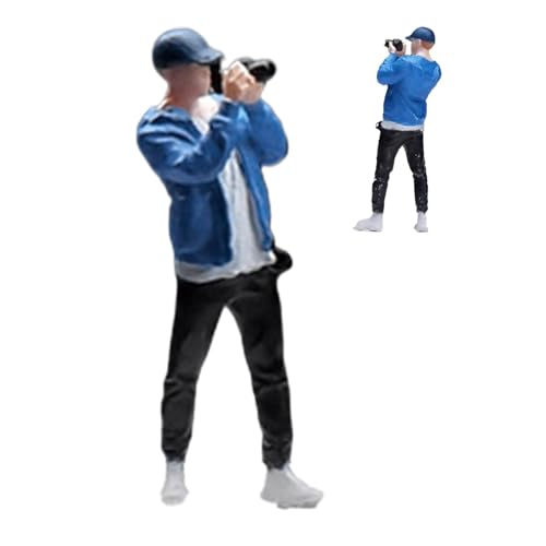 Figur eines Fotografencharakters, Fotografenfigurmodell, Spielzeugminiaturcharakteranzeige auf 1/64 Skala, sammelbare Diorama -Figur Street Promi -Modelle für Frauen, Häuser von Generic