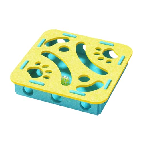 Filzpuzzle -Box mit Ballkatze -Puzzlespielzeug for Kätzchenkatzen (quadratisches Gelbblau) von Generic