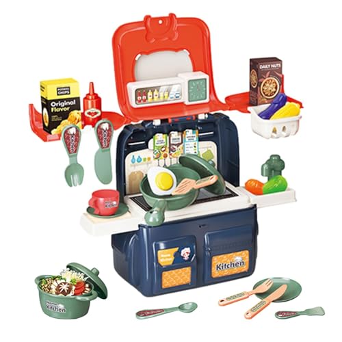 Finge Food Kitchen Toys, Küchenspielzeug für Kleinkinder, Toy Kitchen Fingir Lebensmittel-Rucksack Spielzeug | Tragbares interaktives Küchen-Simulationsspielzeug für Mädchen von 3 bis 6 Jahren von Generic
