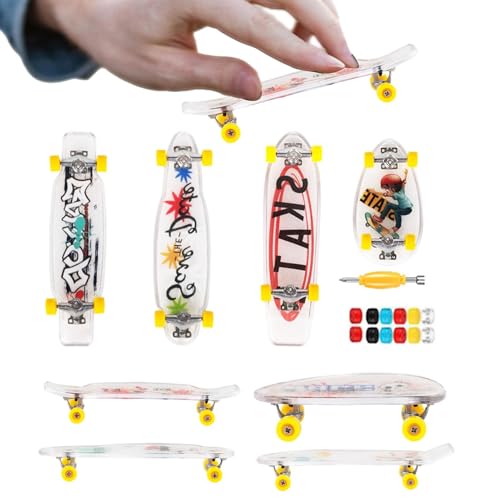 Finger Skateboards – Kreatives Kit | 8pcs Legierung Griffbrett Set mit 12 bunten Riemenscheiben, Sammelspielzeug | Lustige Party-Favoriten, Schreibtischdekorationen, einzigartige Geschenke für Kinder von Generic