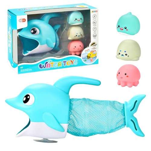 Fischfiguren, Badespielzeug für Kleinkinder, Fischernetz - Badespielzeug Set, Badespielzeug für Kleinkinder | Interaktives Spielzeug für Vorschule Pool ohne von Generic