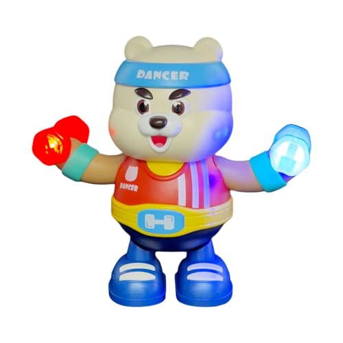 Fitness Bär Spielzeug Sport Beleuchtung Musik Niedlich Und Tragbare Tanz Bär Spielzeug Roboter Für Kinder Qmh43 (White, 21.5X9X21CM) von Generic