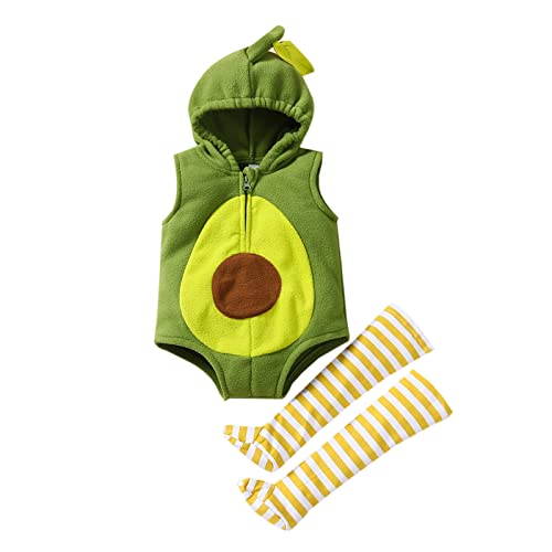 Flanell Overall Baby Obstkostüm Ärmellos Strampler Cosplay Outfits Plüsch Jumpsuit Obst Overall Halloween Karneval Cosplay Kostüm Winter Overall Faschingskostüm Für Kinder Baby (Green, 12-18 Months) von Generic