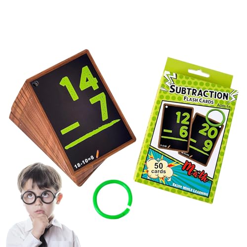 Flash-Karte zum Subtrahieren, Flash-Karten zur Multiplikation - Flashkarten zum Addieren und Subtrahieren | 50 Karten Insgesamt Lernwerkzeug Flash-Karten für Kindergarten für Kinder von Generic