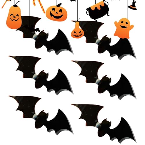 -Cupcake-Topper, Acryl, schwarz, für Halloween, Cupcake-Picks in Fledermausform, lebendiges dekoratives Streichspielzeug, wiederverwendbare Halloween-Dekorationen für Happy Halloween von Generic