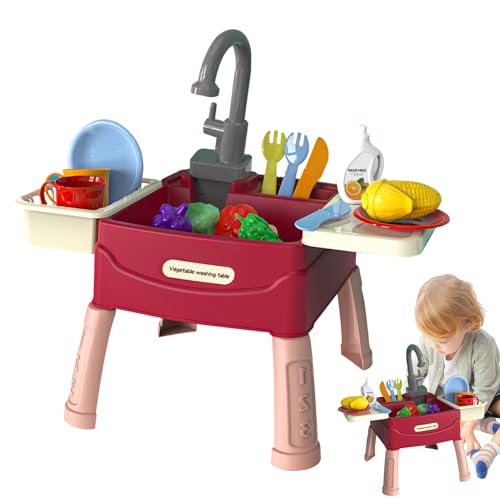 Fließendes Wasserspiel sinken | Täuschen Sie Spielen Sie Küchenspielzeug für Kinder Automatisch zirkulierende Geschirrspüler für Kleinkinder Bildungsrolle Spielen Hauszubehör Realistische Wasserhähne von Generic