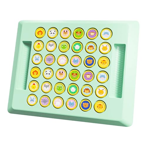 Flip Memory Game Desktop 36 Memory Cards Brain Teaser Strategie Familienspiel für Kindergarten 4 5 6 Jahre alt Tiermuster (Green, 23x30cm) von Generic