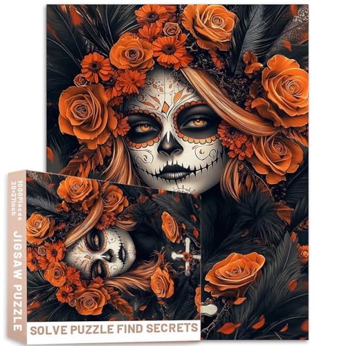 Flower Cross Day of the Dead Puzzle, 1000 Teile, weiße Maske, Federdetails, 68,6 x 50,8 cm, digitale Kunst, bunt, DIY-Puzzles für Heimdekoration, Geschenke, Familienpuzzle, perfekt für Spieleabende Flower Cross Day of the Dead Puzzle, 1000 Teile, weiße Maske, Federdetails, 68,6 x 50,8 cm, digitale Kunst, bunt, DIY-Puzzles für Heimdekoration, Geschenke, Familienpuzzle, perfekt für Spieleabende von Generic