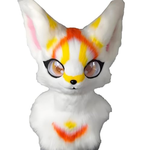 Fluffy Fursuit Headmaske, handgefertigte pelzige Fursuit -Kopfmaske, Kostümzubehör Maske Katze für Erwachsene Comic Con Kostümparty Fluffy Fursuit Headmaske, handgefertigte pelzige Fursuit -Kopfmaske, Kostümzubehör Maske Katze für Erwachsene Comic Con Kostümparty von Generic