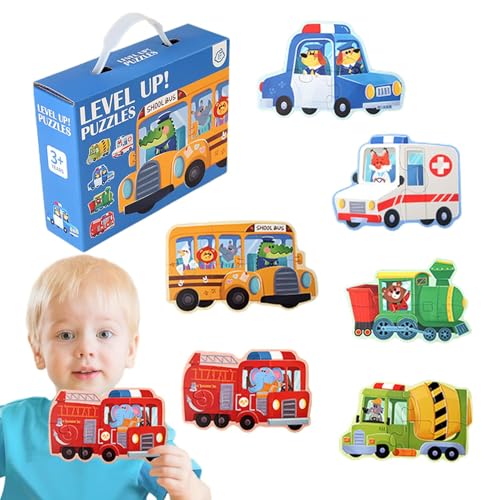 Form passende Puzzle, Papier Rätsel für Kinder - Cartoon Verkehr/Dinosaurier Puzzles Spiel für Kinder - Vorschule -Lernaktivitäten für verbesserte kognitive Fähigkeiten von Generic