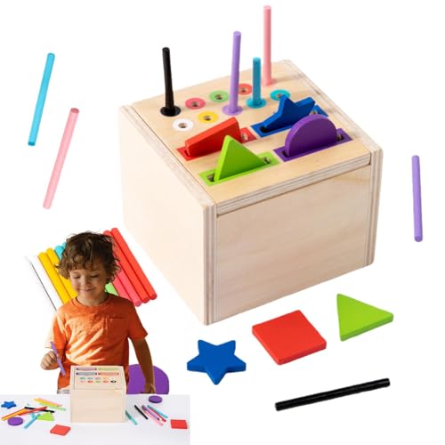 Formensortierspielzeug aus Holz – Formensortierer aus Holz, buntes sortiertes Spielzeug | Farberkennungsspielzeug, Sortierlernspiel für Kinder ab 3 Jahren, Formsortierer von Generic